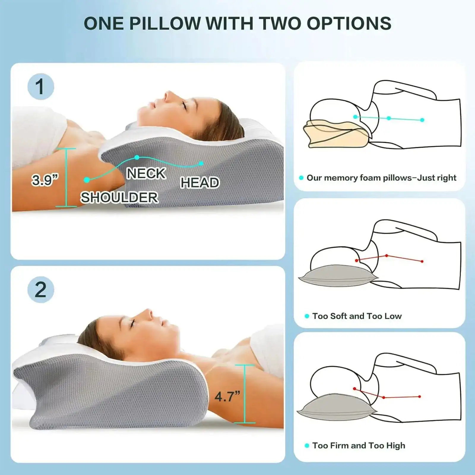 Butterfly Sleep Memory Neck Pillow Slow Rebound Comfort Memory Foam Sleep Cervical Orthopedic Neck Pillow Massage Bed Pillow 5