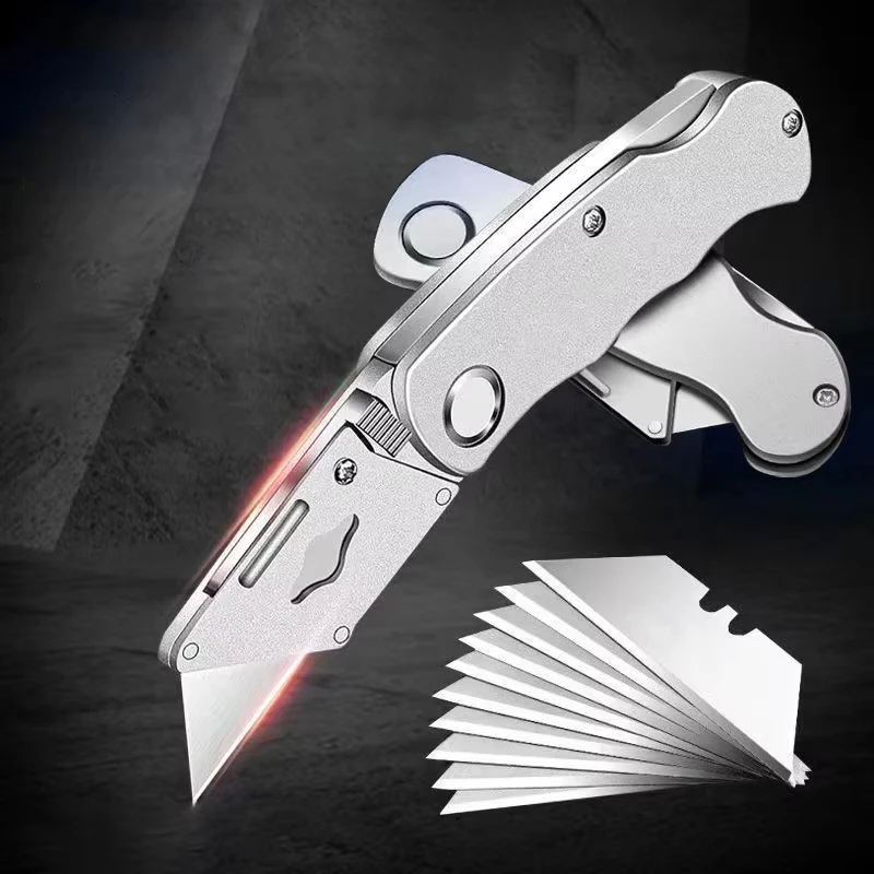 접이식 다용도 칼, 헤비 듀티 카펫 케이블 커터, 알루미늄 플라스틱 손잡이, 잠..