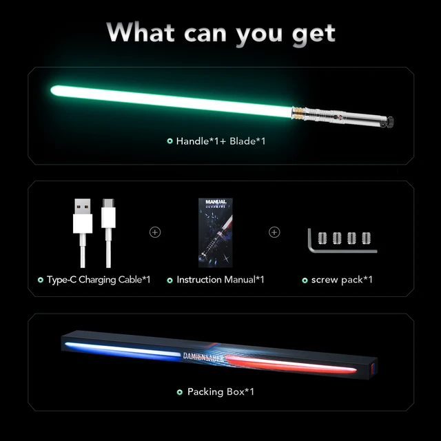 DamienSaber Darth Revan's Lightsaber Metal Hilt Force Heavy Dueling Infinite Color Changing Sensitive Smooth Swing Blaster 6