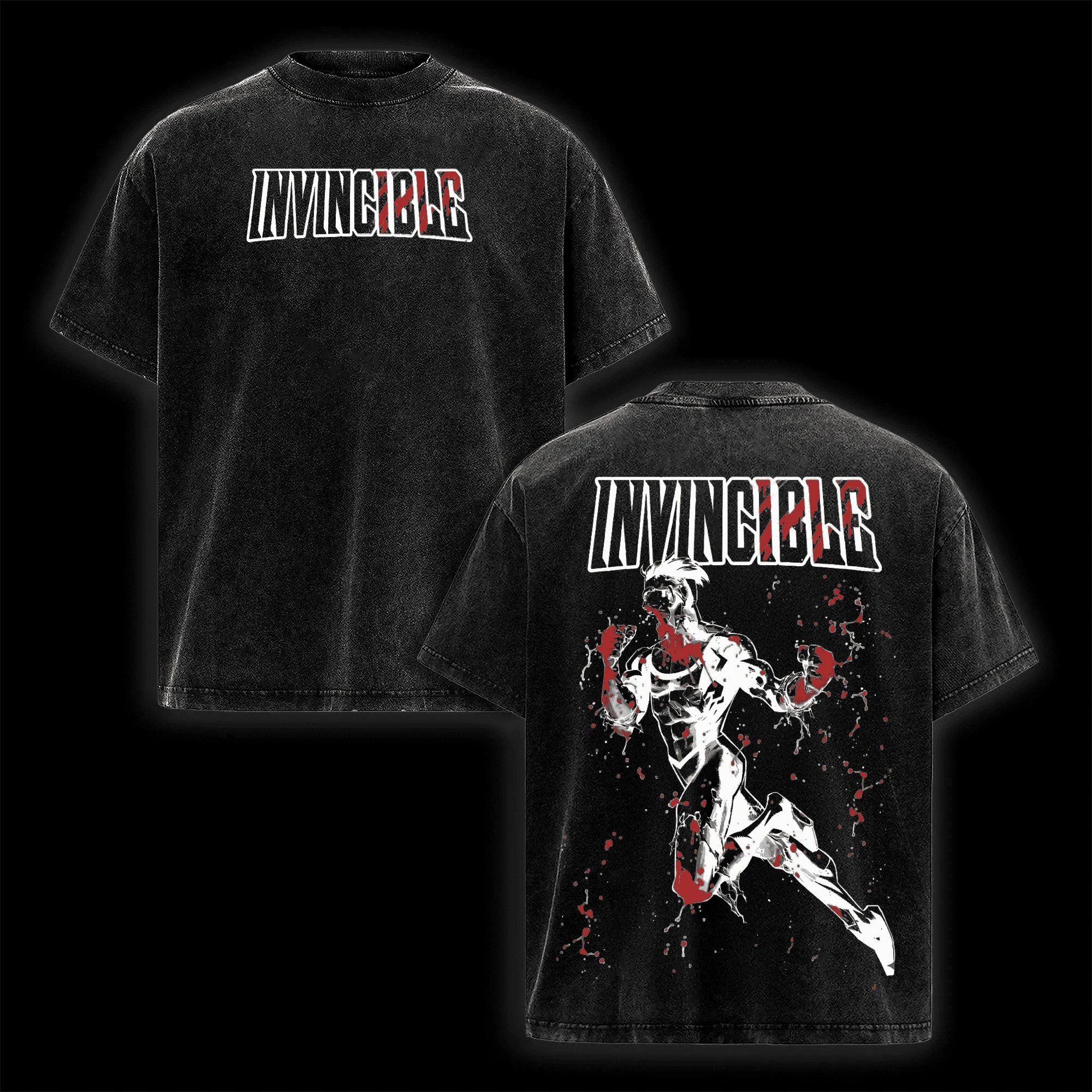 Vintage Washed Anime Invincible Men's Oversized Cotton T-Shirt