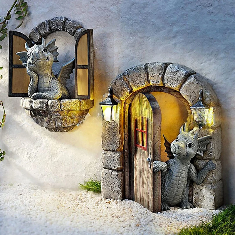 

New Cute Balcony on The Dragon Decoration Dinosaur Open Garden Decoration Resin Crafts Decoration Statue