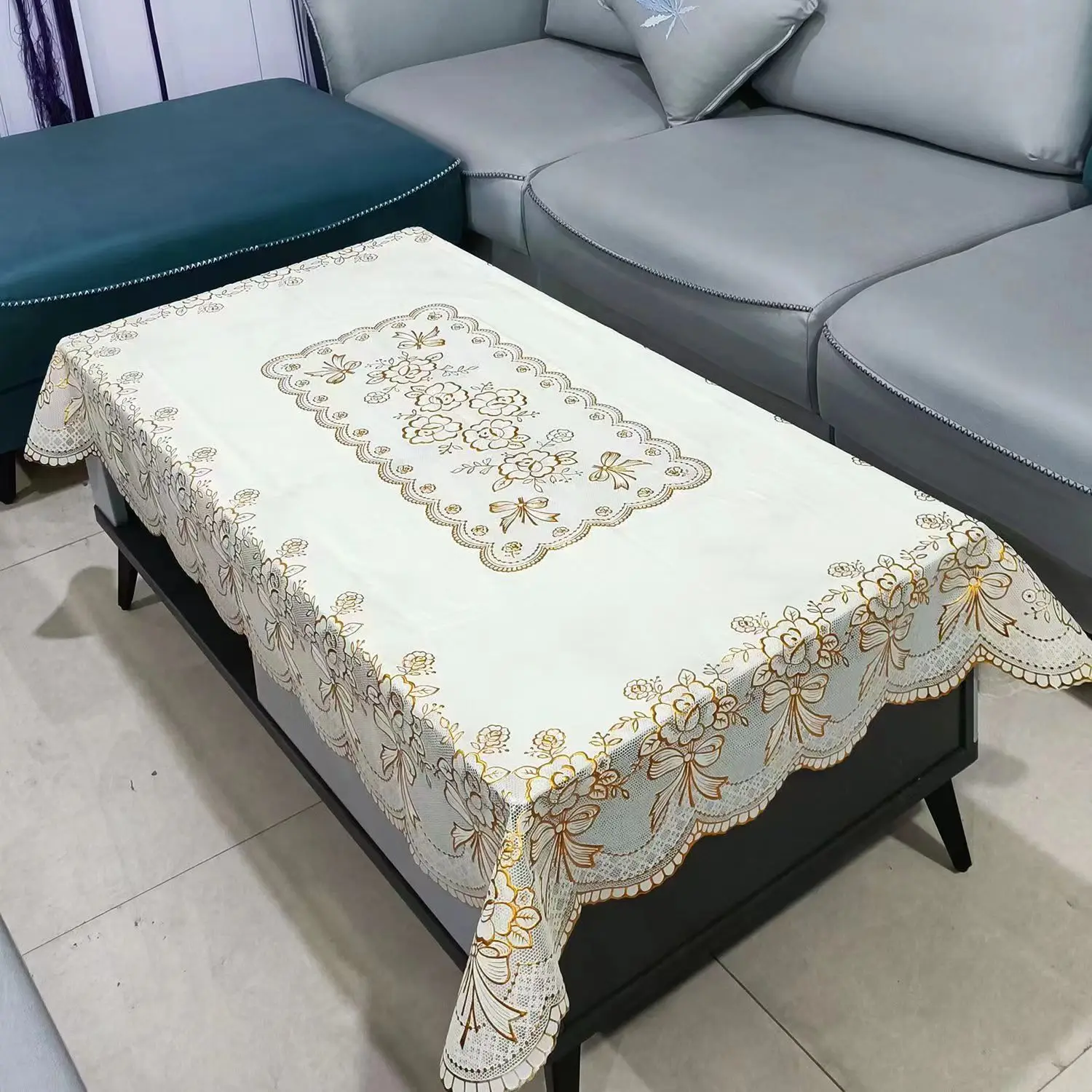 NoEnName_Null mantel de mesa cuadrada mesas de centro para salas tovaglia pizzo Mainland China Organza Fabric 2