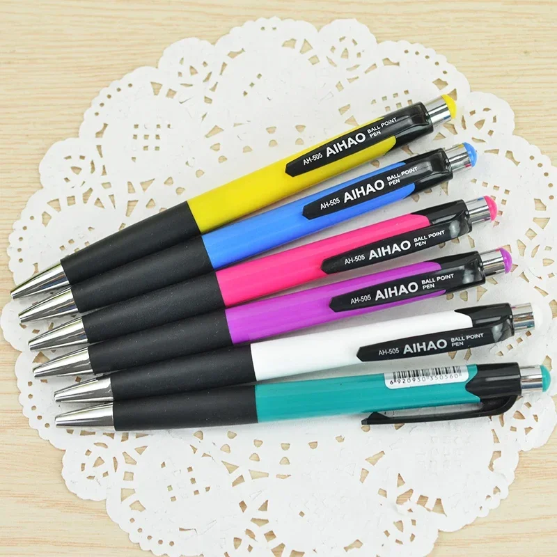 

12 Retractable Ballpoint Pens 0.7mm Colored Bullet Roller Pens Student Stationery Materials Escolar Pen Holder in Any Color