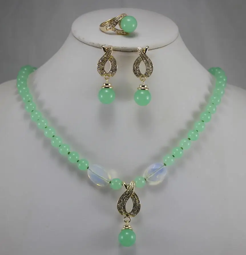 

best gift fashion jewelry set!Wholesale factory price Women's semi-preciousNatural stone Necklace earring ring(7/8