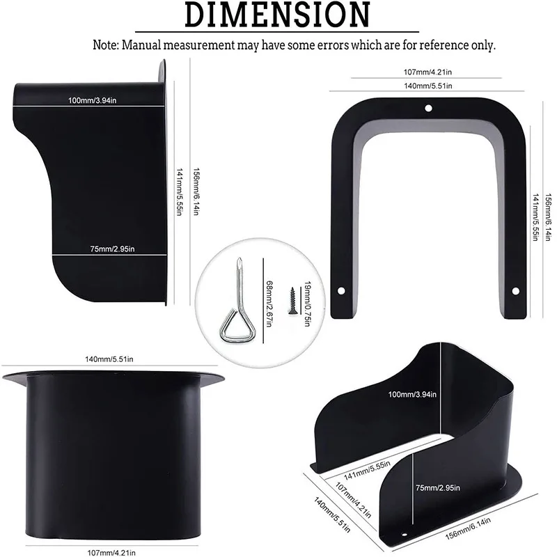 Black Large Metal Ring Doorbell Cover Weatherproof Camera Ring Video Outdoor Keypad Access Control Rain Cover