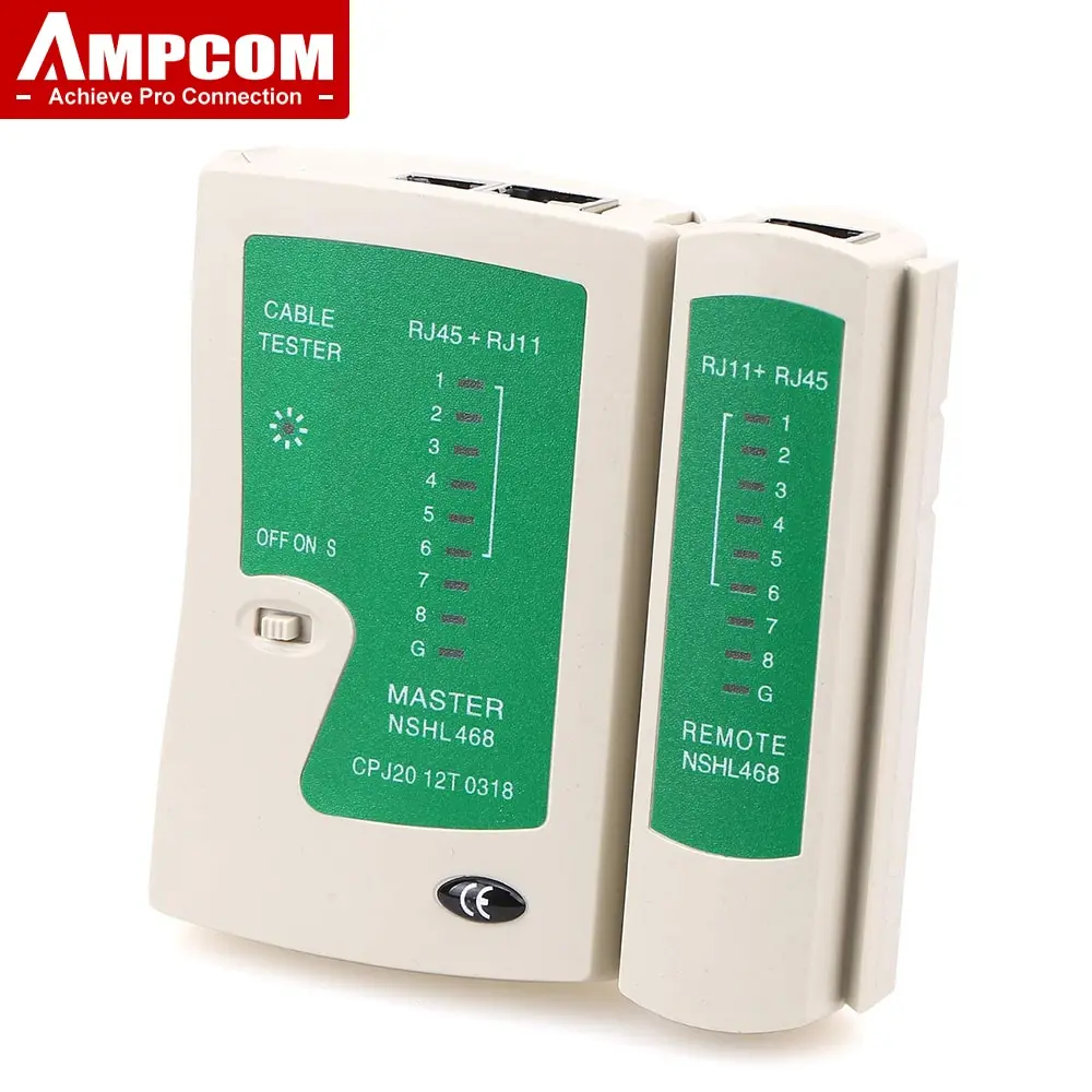 Probador de cable de red AMPCOM RJ45, probador de cable Ethernet, herramienta de prueba LAN para Cat5 Cat6 CAT7 8P 6P y cable de teléfono RJ11