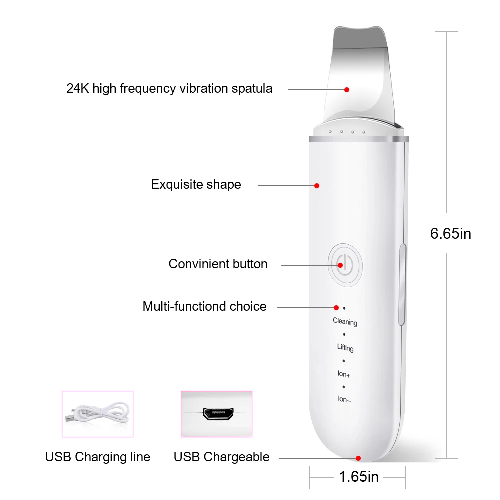 Youpin Ultrasonic Skin Scrubber Vibration Face Spatula Blackhead Remover Shovel Clean Cavitation Peeling Facial Lifting