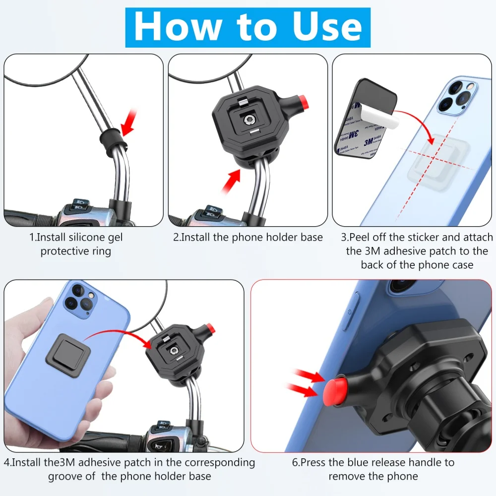 Motorcycle Rearview Mirror Phone Holder Navigation GPS Support Universal Quick Mount Stand Motorbike Scooter Phone Stand