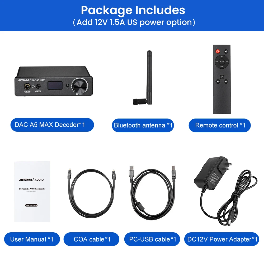 AIYIMA Audio DAC-A5 MAX Headphone Amplifier Bluetooth 5.1