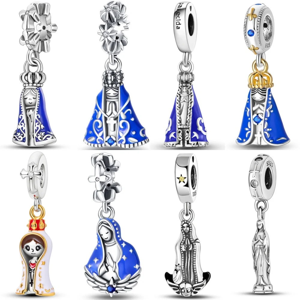 

925 Sterling Silver Our Lady Aparecida Dangle Series Charms Beads Fit Original Pandora Bracelets S925 DIY Jewelry Gift Accessory