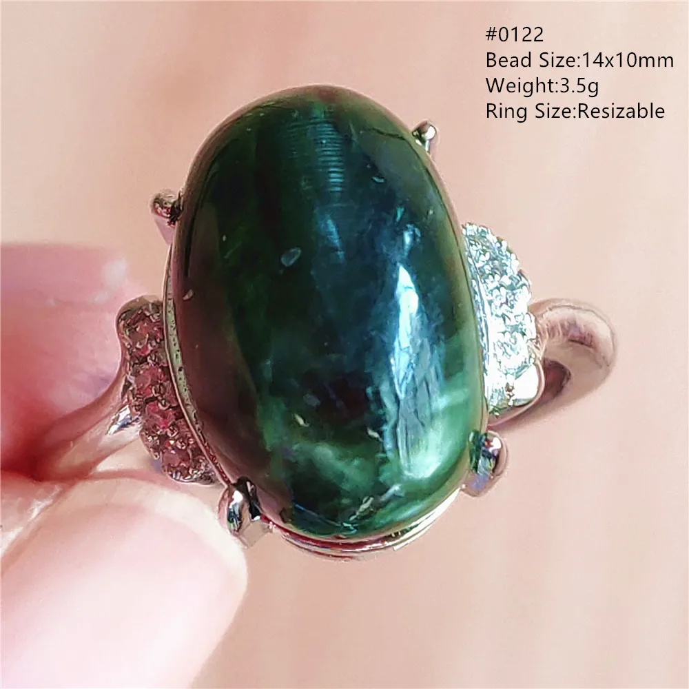 silver rings Natural Green Seraphinite Adjustable Size Ring Women Men Seraphinite Ring Clinochlore Oval Gemstone 925 Sterling Silver AAAAAA gucci ring