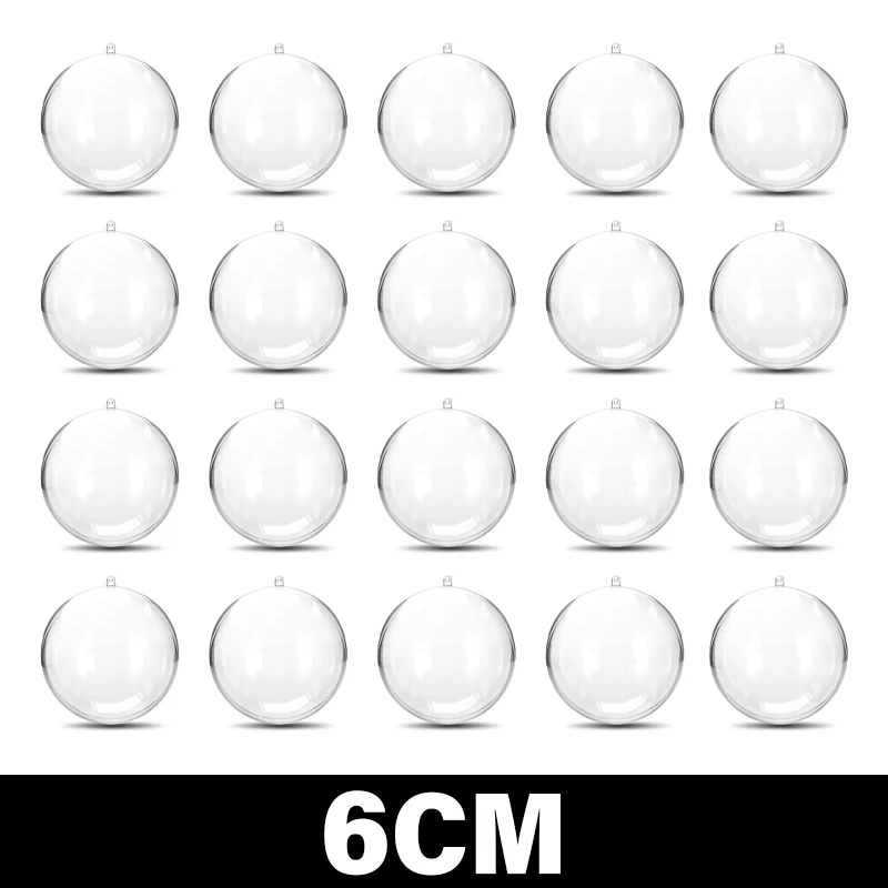 thumbnail image 1 of 20/1 piezas de bolas navideñas de plástico transparente para colgar en el árbol de Navidad, bolas huecas para decoración del hogar, bodas, fiestas, cajas de regalo, 1 of 5