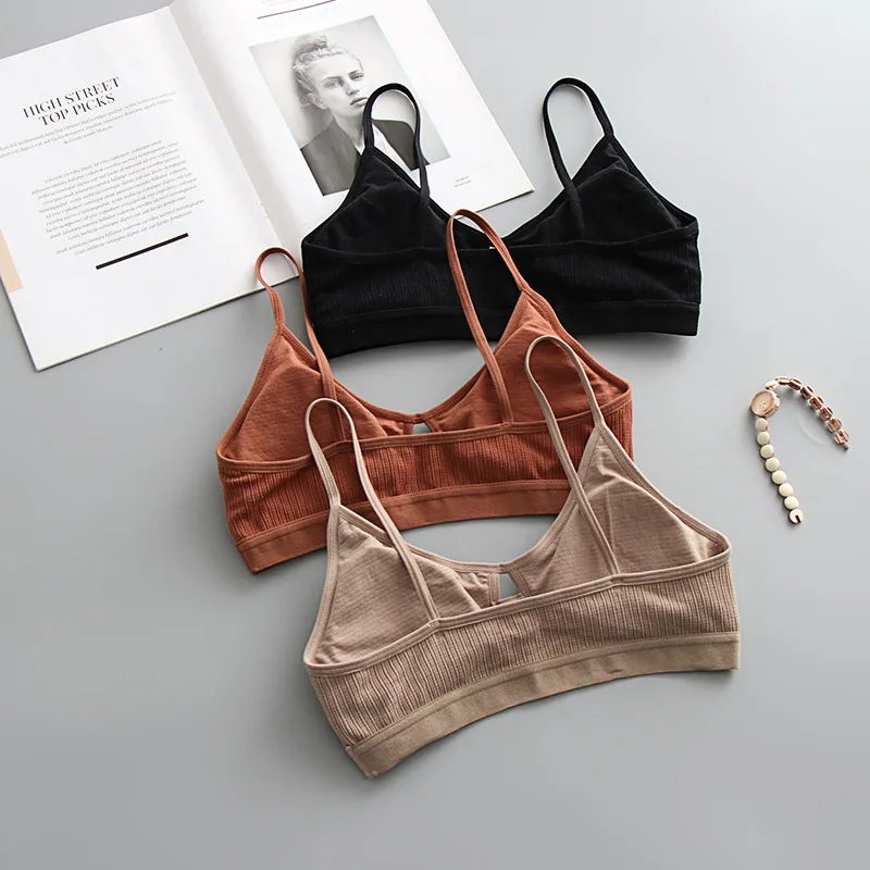1PC Women's Sexy Cotton Sports Bra Tube Top Hollow Seamless Wireless Push-Up Bralette for Active Lingerie 3