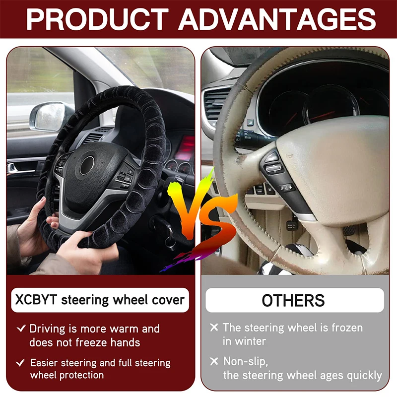 Steering Wheel Cover Winter Soft Warm Car Steering Wheel Cover Universal Car Interior Styling Decoration Auto Steering Cover Auto Accessories 37-39cm