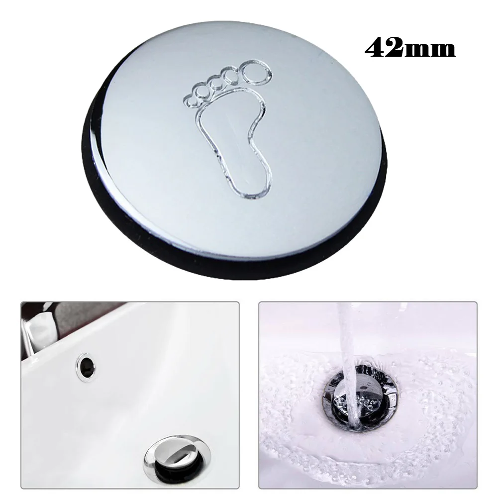 Sink Hole Cover 38mm Metal Chrome Sink Plug Cover Kitchen Bathroom Basin Trim Bath Sink Hole Overflow Cap Waste Plug Cap Easy Pop-Up sink hole cover