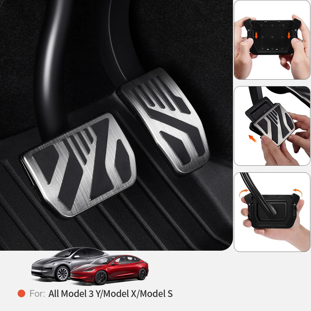 YZ Für Tesla Model 3/Y/YL Highland Juniper 2017-2026 Aluminiumlegierung Fußpedal Gaspedal Bremspedal Pedalabdeckung