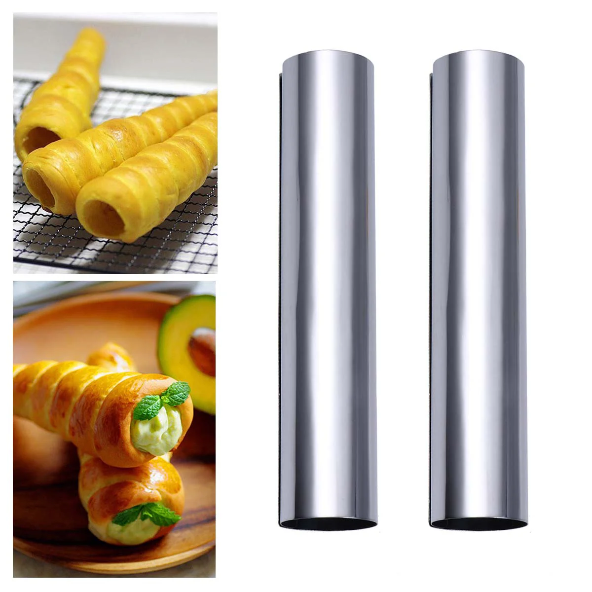 

6 Pcs Creami Stainless Steel Connoli Molds Form Cannoli Tube Cylinadrical Shaped