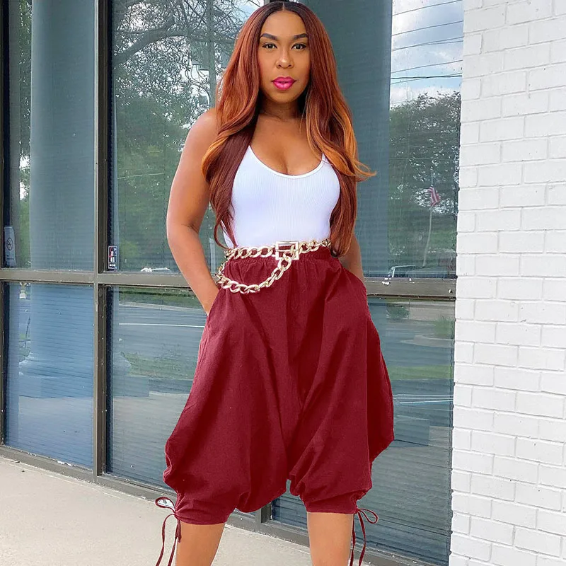 

Streetwear Hip Hop Two Piece Sets Womens Outfits Summer Clothes Tank Tops Knee-length Loose Harem Pants Set Tracksuit for Women