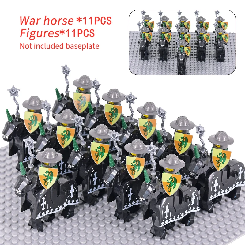 Medieval Military Sets Cavalry Figures Building Blocks Soldier Spartan Warrior Knights Roman Weapons Accessories Toys for kids 3