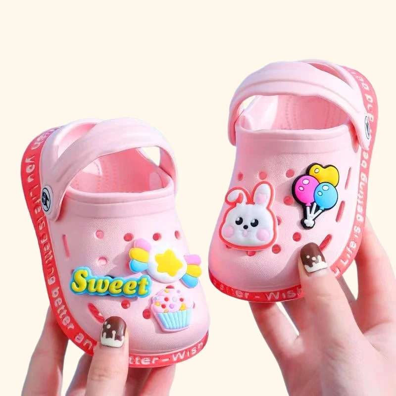 Summer Kids Sandals Hole Children's Shoes Slippers Soft Anti Skid Cartoon DIY Design Hole Baby Shoes Sandy Beach For Boys Girls