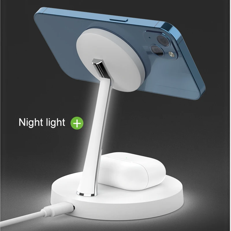 3 In1 Magnetic Fast Wireless Charger Stand Macsafe For iPhone 15 14 13 Pro Max Apple Watch Airpods 30W LED Fast Charging Station