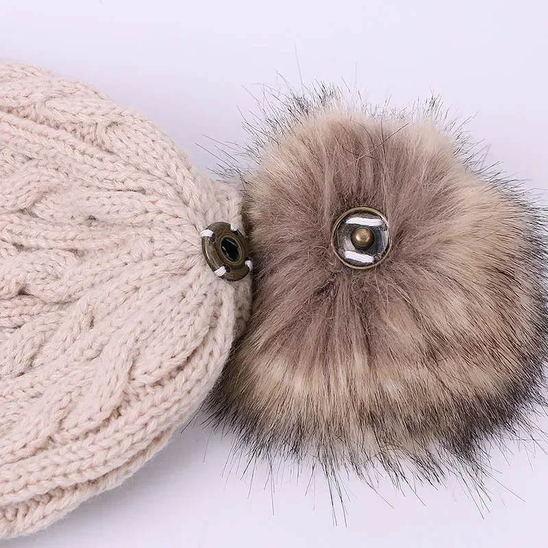 2 in 1 Kids Winter Hat and Neck Warmer Set Child Knitted Hat with Pompom Cute White Toddler Neckwarmer Girls Boys with Snood