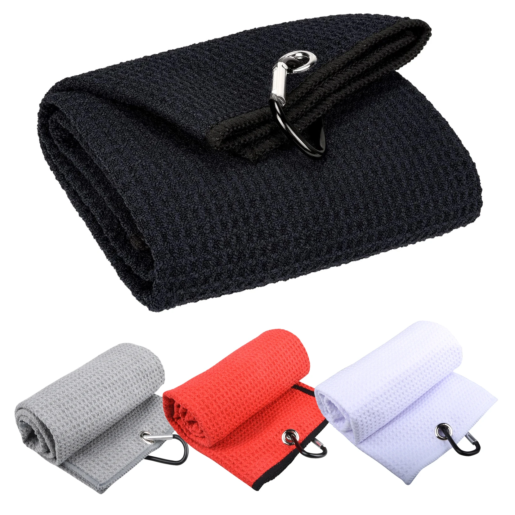 Premium Microfiber Golf Towel with Clip - 5 Colors Available, Perfect for Golf Enthusiasts, Includes Carabiner