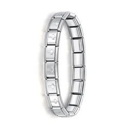 Elegant Women's Stainless Steel Italian Charm Bracelet, 9mm Wide, Fashionable Elastic Bangle - 17.5cm (G206 Silver)