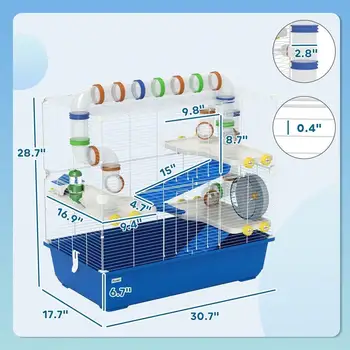 Hamster Cage, 4 Tier Rat Cage with Tunnel Tube System 2