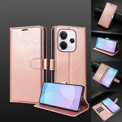 Leather Flip Wallet Case with Magnetic Closure for Poco C85 (Rose gold)