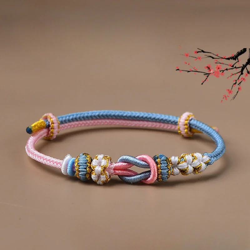 DIY Adjustable Braided Red Rope Bracelets Women's Partially Prepared Products Wearable Beads Couple's Zodiac Year Rope Chain 2
