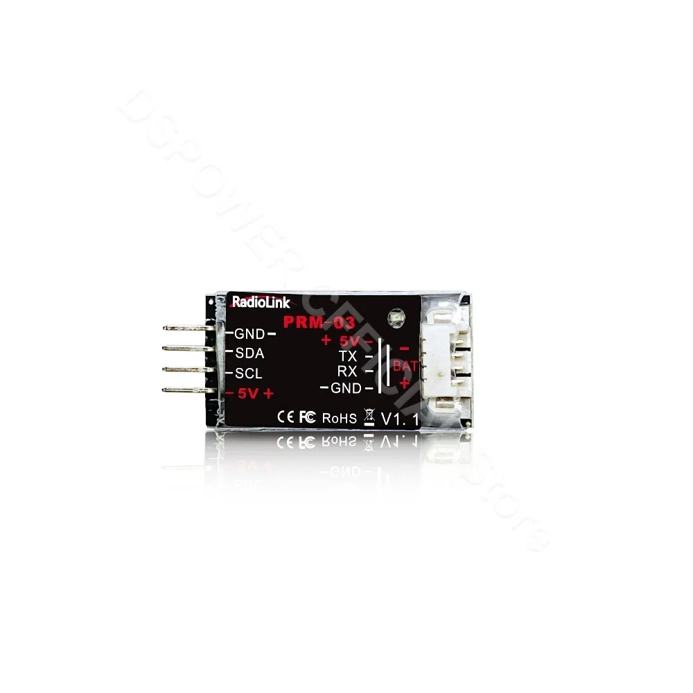 Module télémétrie OSD Radiolink PRM-03 installé sur un drone, transmettant les données de vol en temps réel à l'écran.