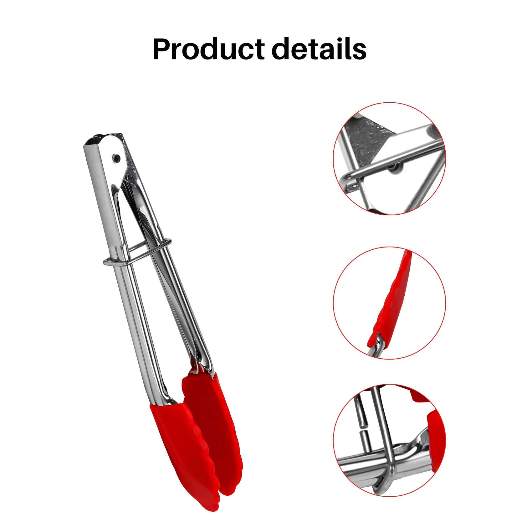 Small Tongs With Silicone Tips 7 Inch Kitchen Tongs &ndash; Set Of 3-Perfect For Serving Food Cooking Salad Grilling Red