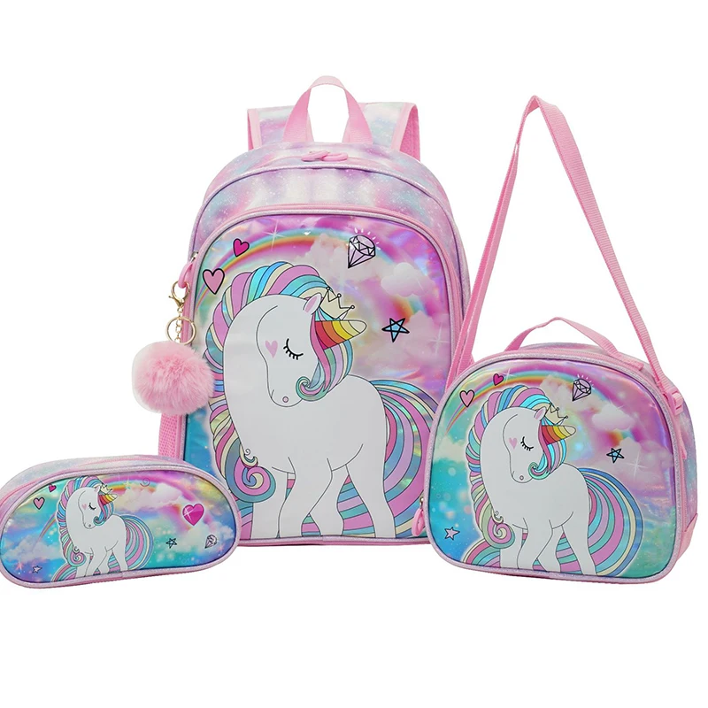Children School Backpack Cartoon Unicorn Girls Backpacks Polyester Zipper Back Pack Kids Satchels Mochilas Para Estudiantes 1