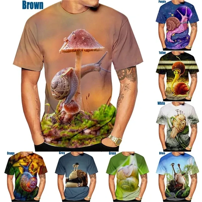 

Футболка с забавным рисунком грибов для мужчин и женщин, модный топ с 3D-принтом улитки, футболка с графическим принтом в стиле оверсайз, Xs ~ 4xl, удобный топ