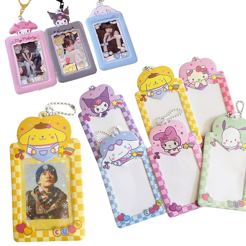 

Чехол для карт Sanrio Kuromi Kawaii My Melody Cinnamoroll, мультяшный милый красивый фотоальбом, подвеска для автобусной карты, брелок, игрушки, подарки