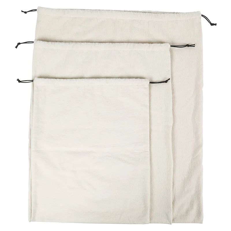 DINYAO Khaki White Flannel Suede Travel Drawstring Pouch Soft Fabric Storage Bag Dust Bags for Luxury Handbags and Shoes 4