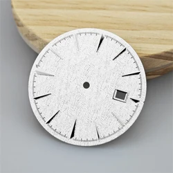 Green Luminous Watch Dial with Vertical Stripes - 35mm, No Logo (Silver)