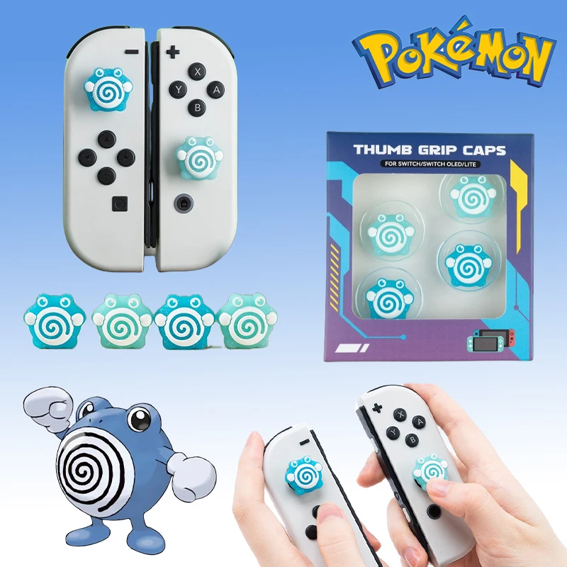 4Pcs Pokemon Polywhirl Switch Silicone Thumb Grip Caps Per Nintendo Switch Ns Oled Lite Joy Con Controller Accessori Di Gioco Regalo