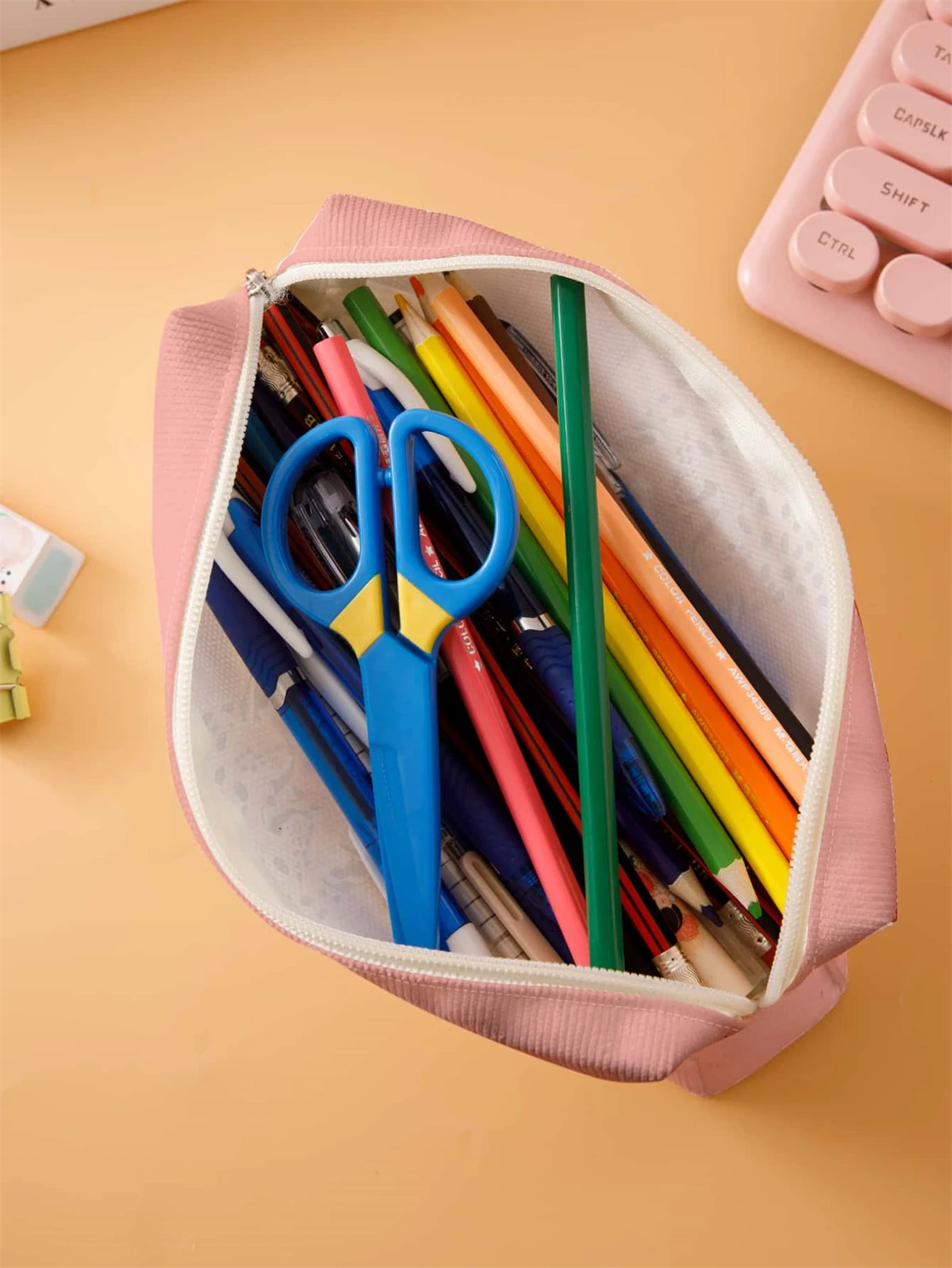 Small pencil case, large capacity pencil case, multifunctional stationery storage bag, student school organization supplies