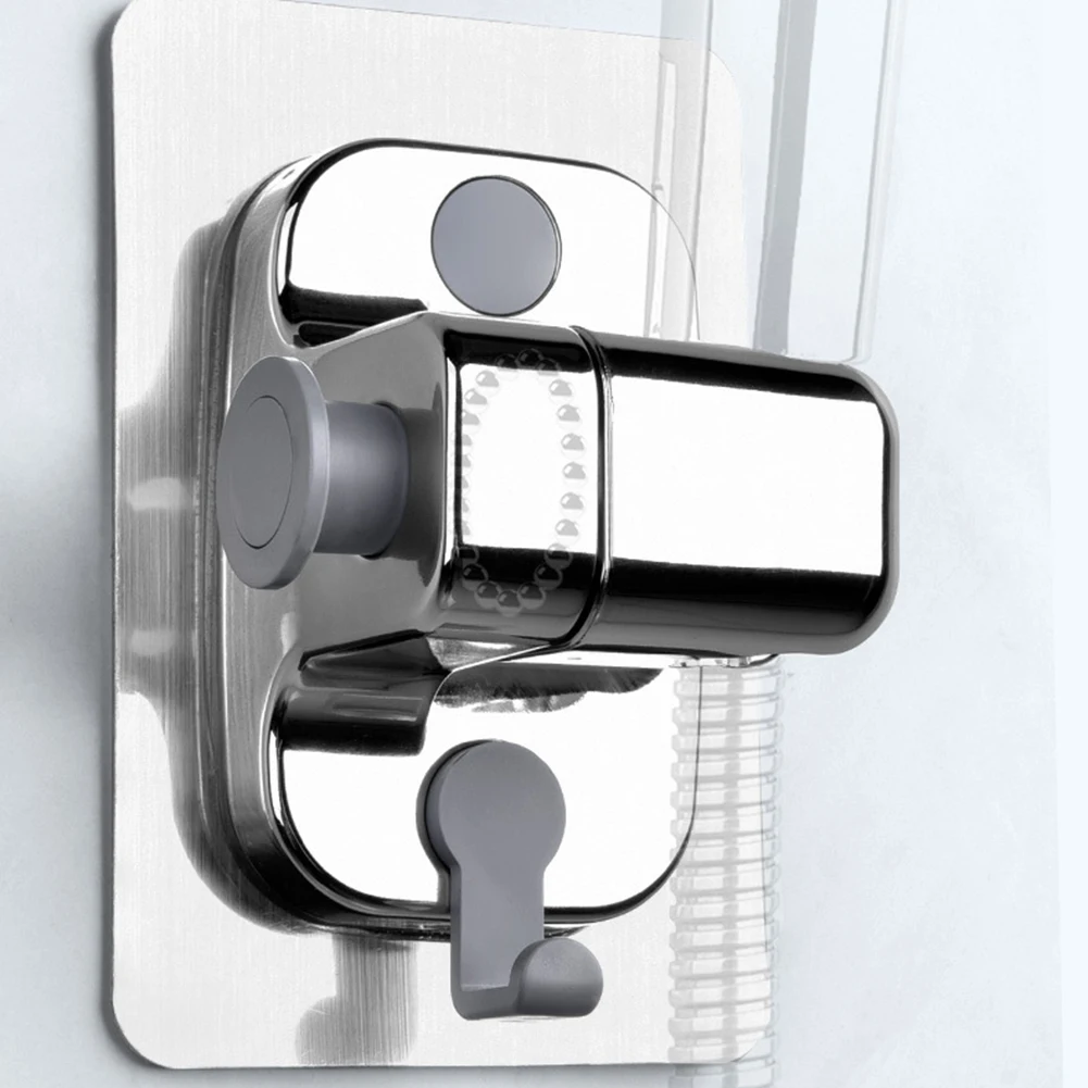 Description Picture 4 of itemNo-Punch Wallhanging Adjustable Shower Head Holder With Hook° Rotation Home Bathroom Accessories