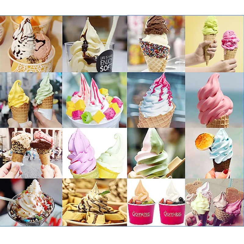 Soft Ice Cream Machine Table Commercial 1600W Big Capacity Power Sorbet Serve Sweet Cone Frozen Yogurt Maker 6