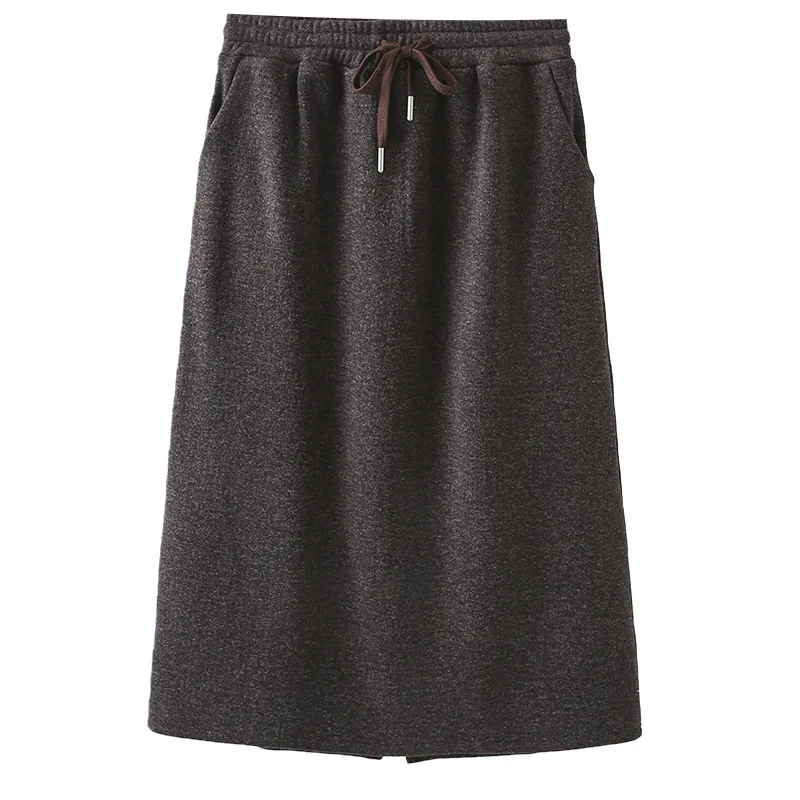 XXXXL Fashion Plus Size Women's Skirts Casual Fleece And Thickened Woolen Skirt Autumn And Winter 8606