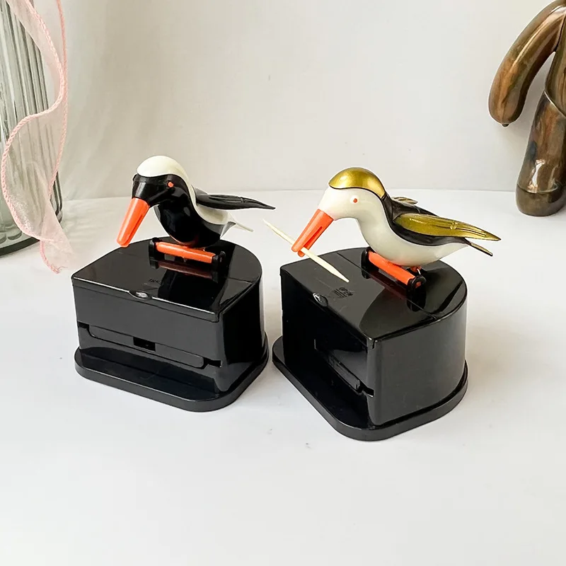 

Bird Toothpick Box Automatically Ejects Household Press Type Toothpick Bucket Cute Intelligent Woodpecker Toothpick Bucket Can