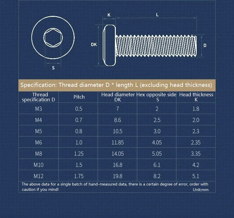 Description Picture 2 of itemM6 M8 M10 M12 304 A2 Stainless Steel Allen Hex Hexagon Socket Large Flat Head Furniture Rivet Screw Connect Joint Bolt