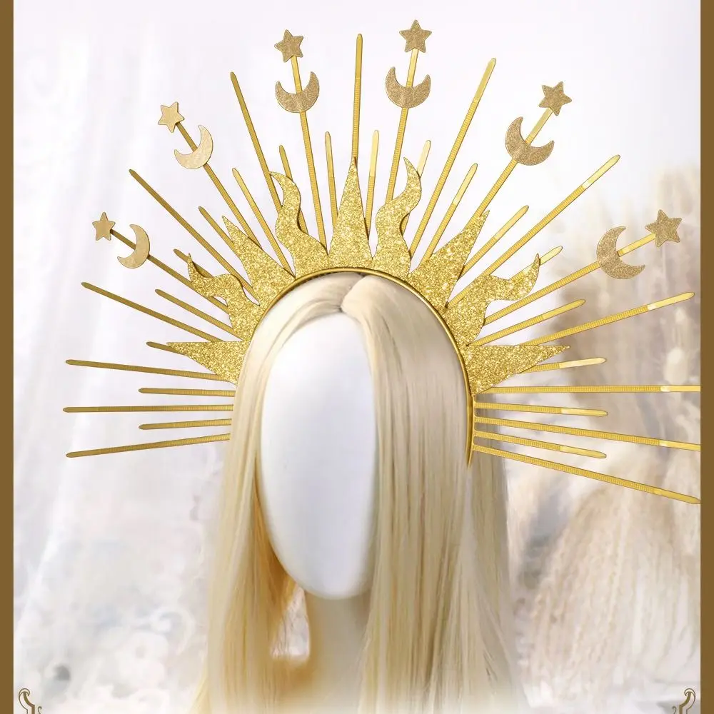 Mode Sonnengott Halo Stirnband Stern Gold COSPLAY Haarreifen Mond Der Halo der Jungfrau Maria Halloween Stirnband Halloween Kopfbedeckung – Detail 24