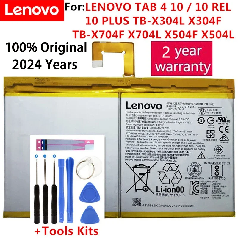 

Original New 7000mAh Battery L16D2P31 For LENOVO TAB 4 10 / 10 REL / 10 PLUS TB-X304L X304F TB-X704F X704L X504F X504L Batteria