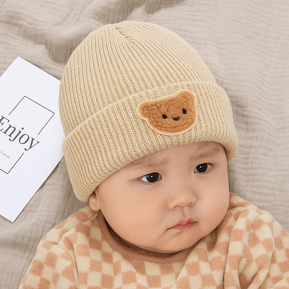 Acrylic Knitted Beanie Cap for Kids Warm Winter Hat