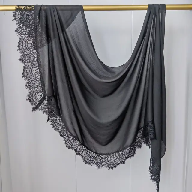 Hijab Ramadan en Rayonne, Coton et Modal, avec bordure en dentelle, Turban respirant, Châle uni en coton, Foulard pour femmes