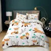 Fox Duvet Cover Set Animal Fox Bedding Set Full Size Cute Animal Pattern Printed Comforter Cover Sets for Kids Teenagers Adults 1